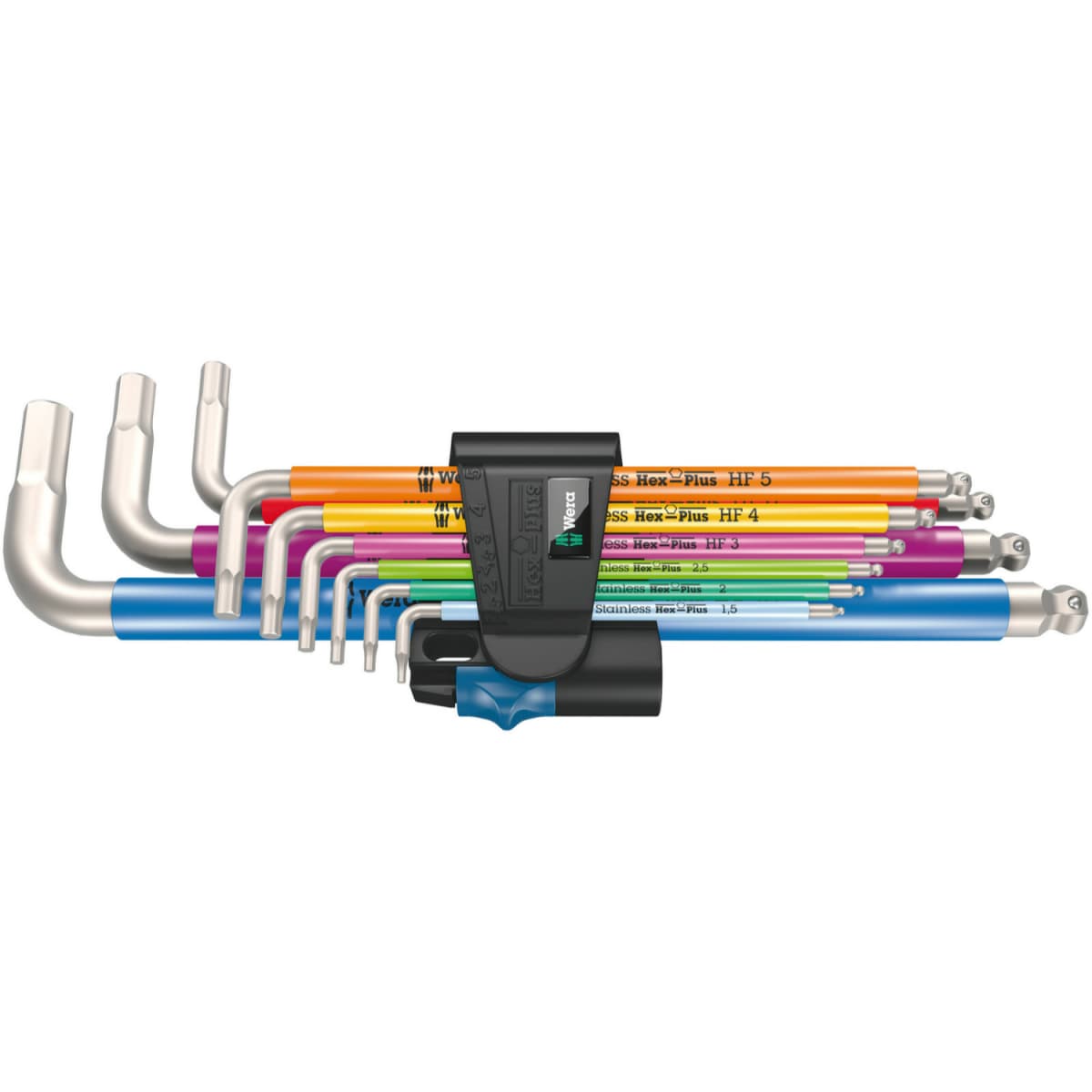 Wera 3950/9 9‑delig Hex-Plus Multicolour HF Stainless 1 Inbussleutelset, 9‑delig