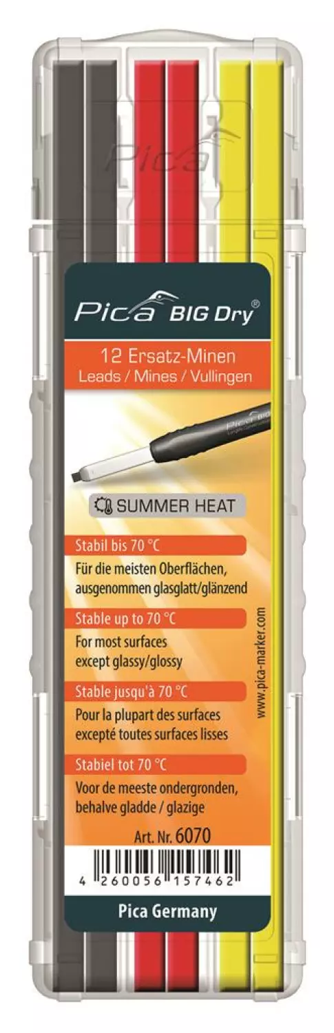 Pica 6070 BIG-Dry Navullingen SUMMERHEAT - Grafiet - Geel - Rood