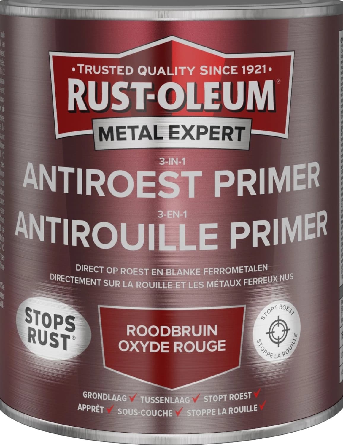 Rust-Oleum 3-In-1 Antiroest Primer - RAL 3000 Roodbruin - 250ml