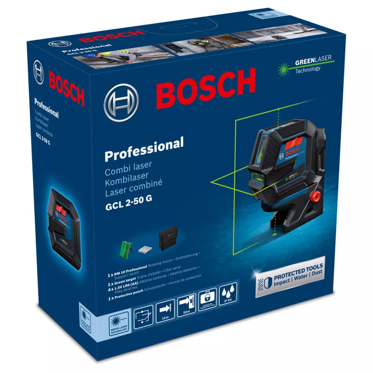 Bosch GCL 2-50 G Kruislijnlaser + Houder In Opbergetui - 15m thumbnail 3