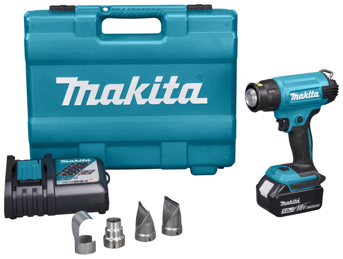 Makita DHG181RT 18V Li-Ion Accu Heteluchtpistool Set (1x 5,0Ah) In Koffer - 550°C - 200l/min
