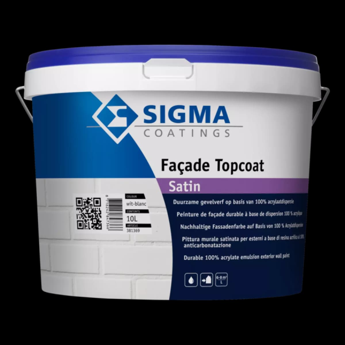 Sigma Facade Topcoat Satin Wit 10 L