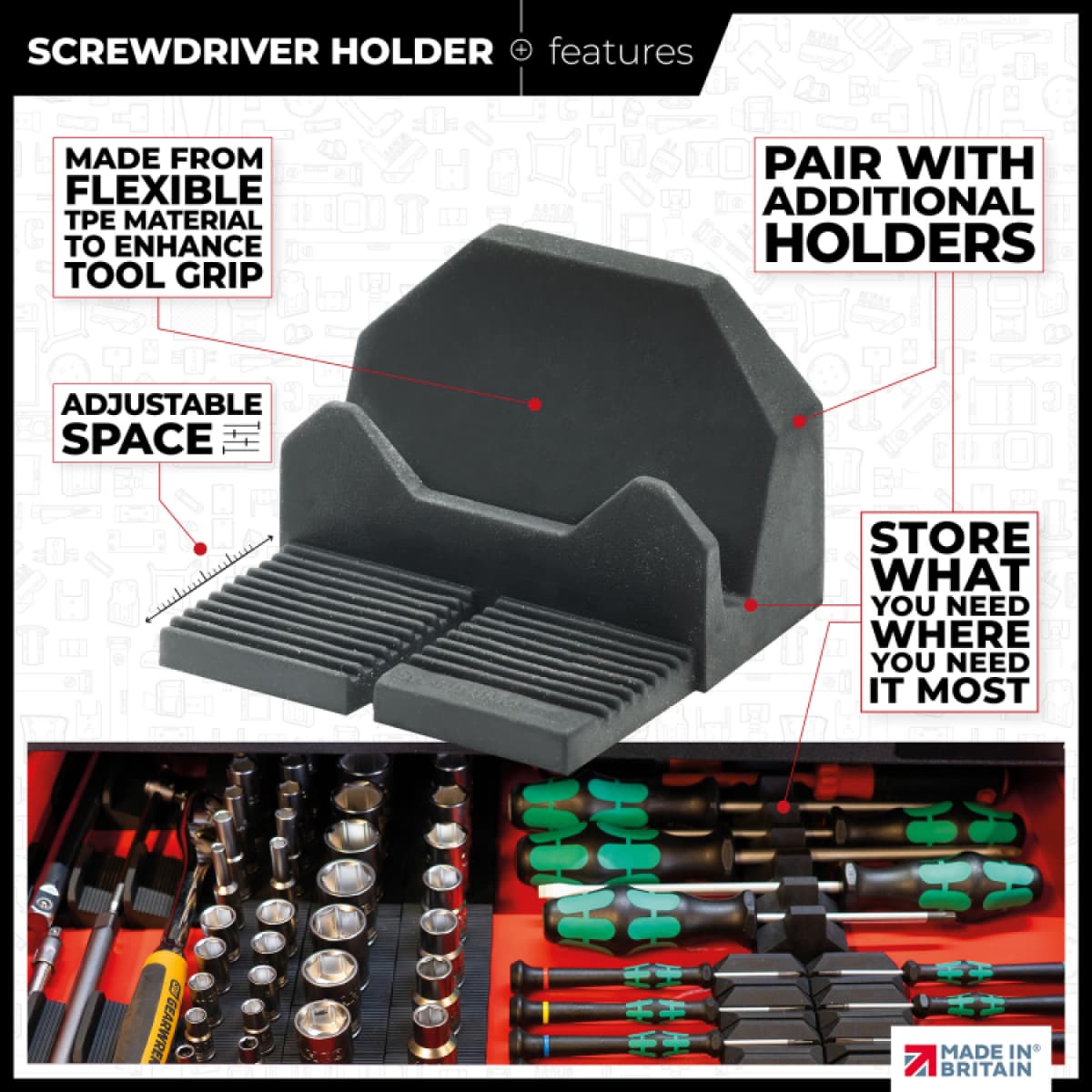 StealthMounts DHSP-SD-10 Drawer Hive Schroevendraaierhouder Voor Ladekast - Zwart - 10 Stuks thumbnail 4