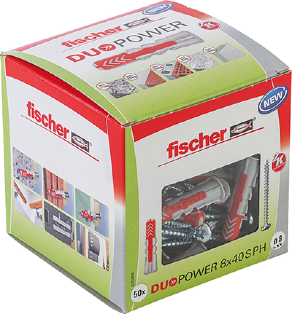 Fischer 535464 Universele Plug DuoPower S - 8 X 40mm - PH2 - Bolkopschroef (50st)
