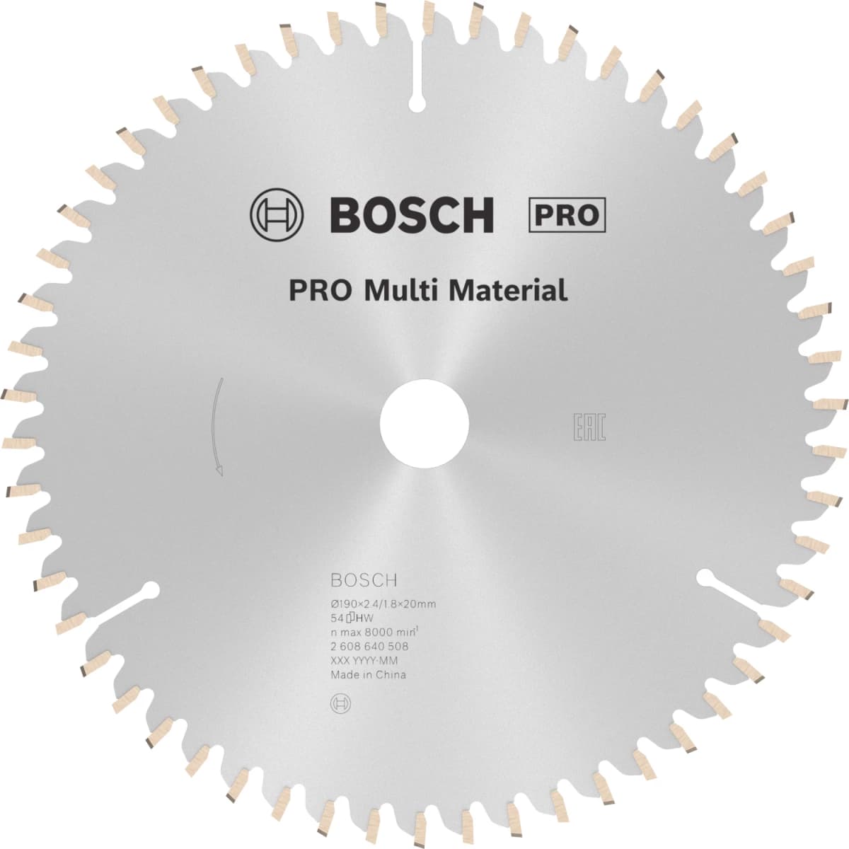 Bosch 2608640508 PRO Cirkelzaagblad - 190 X 20/16 X 54T - Multi Materiaal