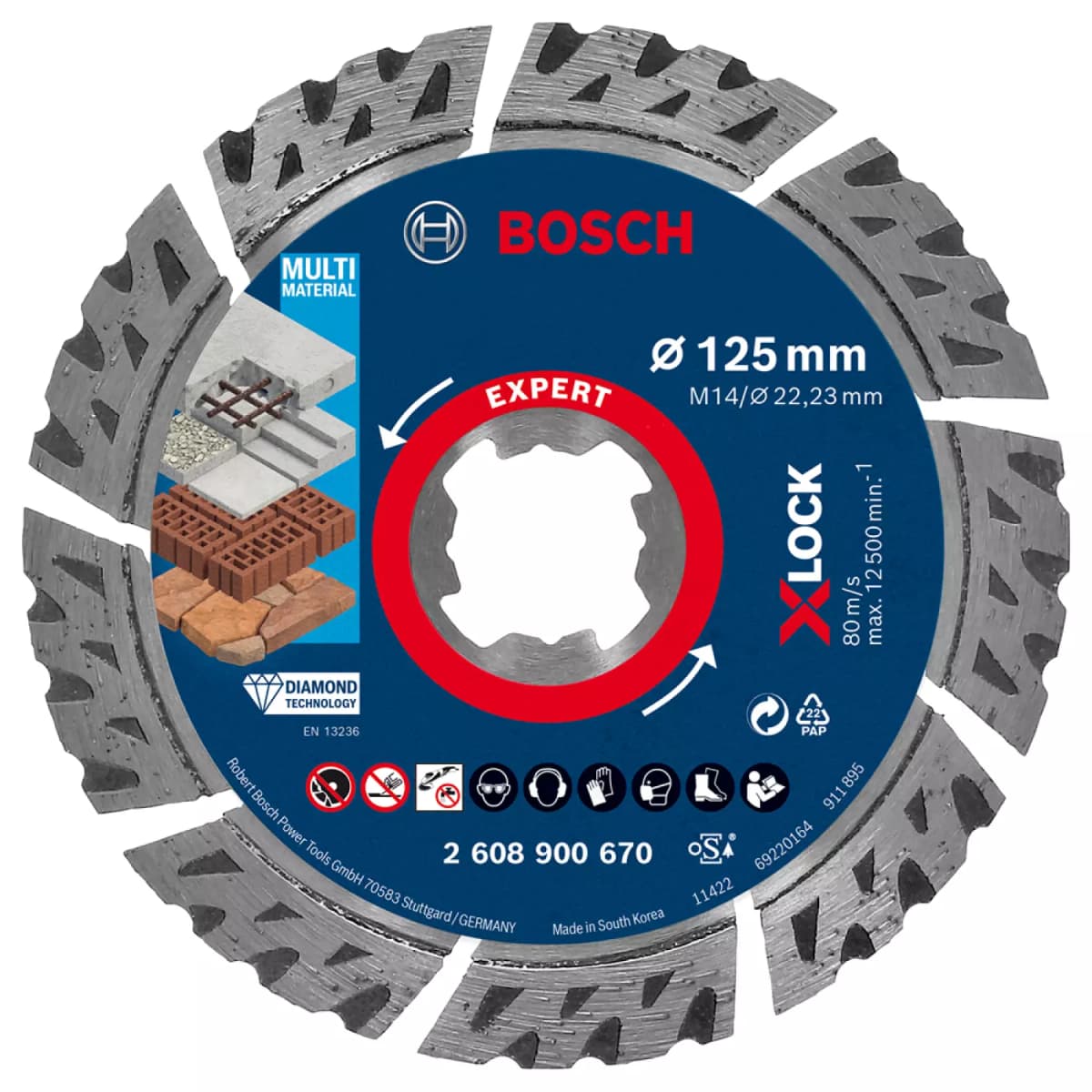 Bosch 2608900670 EXPERT X-LOCK Diamantschijf Multi Material 125 X 22,23 X 2,4 X 12mm