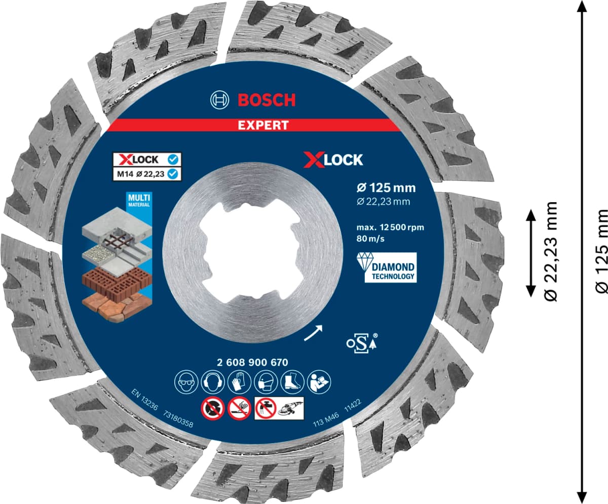 Bosch 2608900670 EXPERT X-LOCK Diamantschijf Multi Material 125 X 22,23 X 2,4 X 12mm thumbnail 4