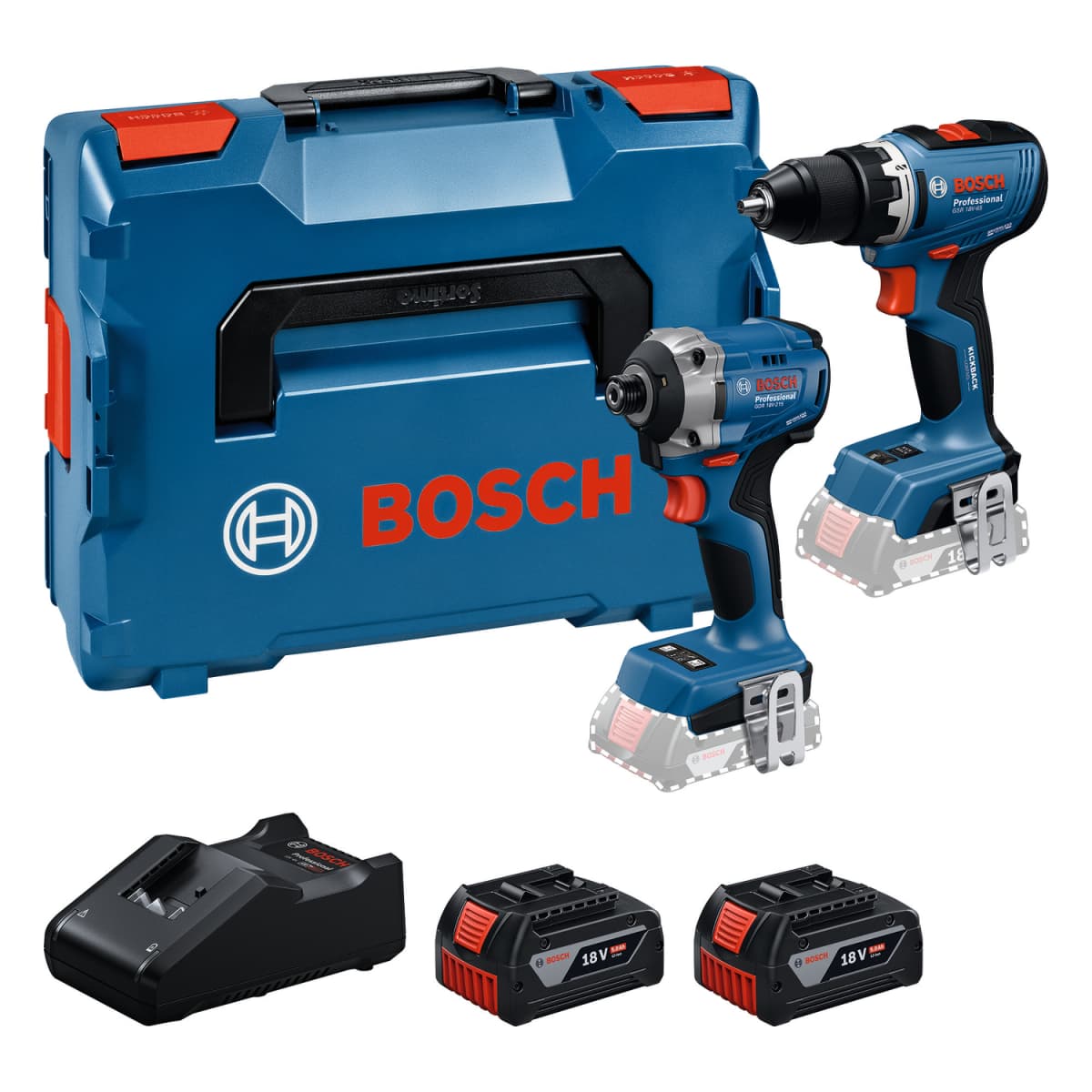 Bosch 18V Accu Schroefboormachine (GSR 18V-65)&Slagschroevendraaier (GDR 18V-215) Combiset (2x 5.0Ah Accu + Lader)