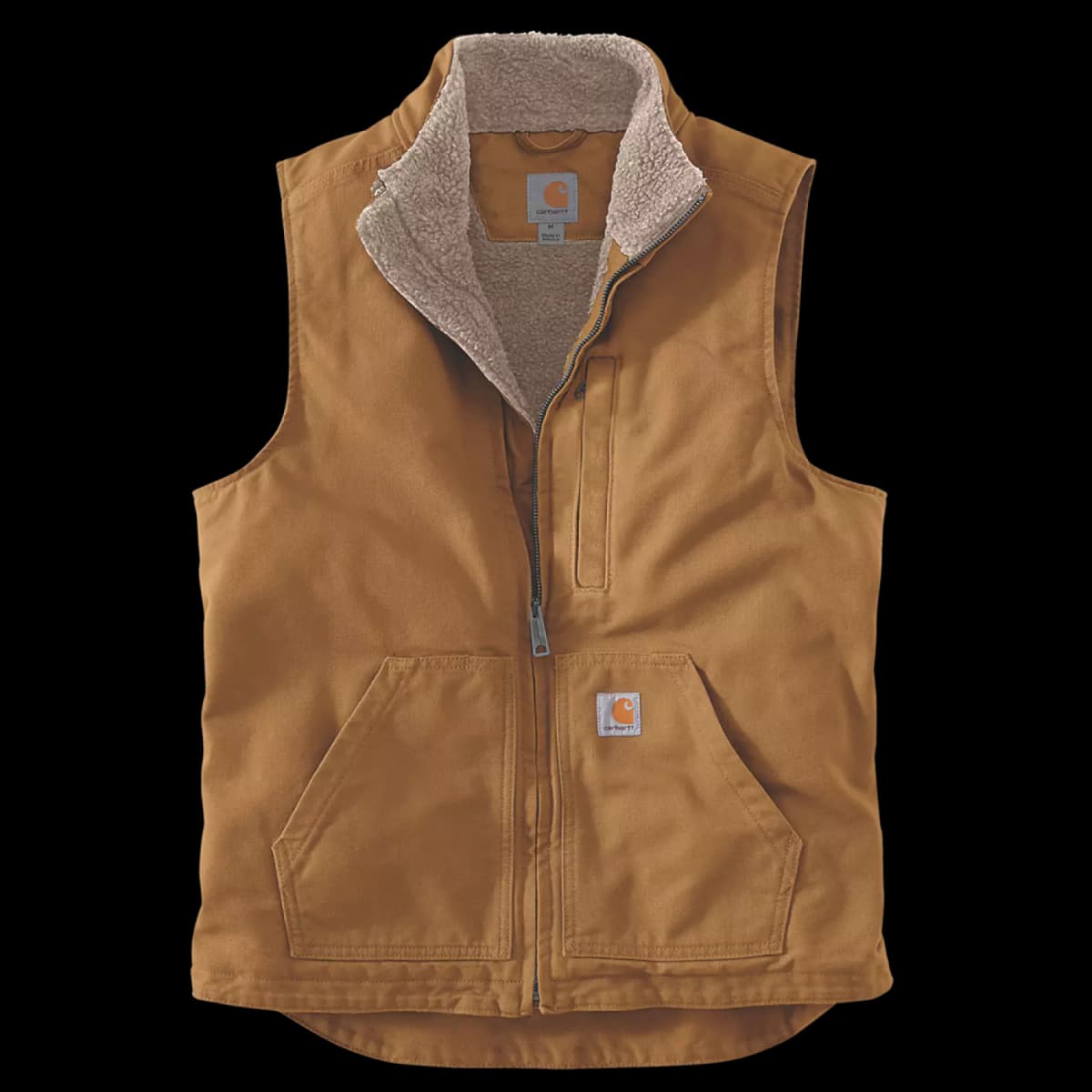 Carhartt Washed Duck Lined Mock Neck Vest Carhartt Brown - S
