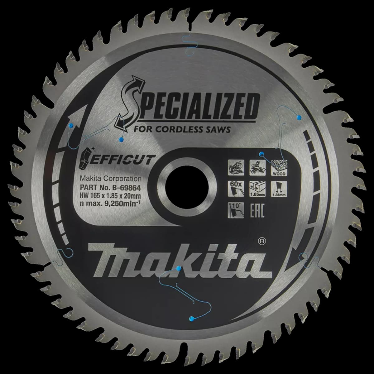Makita B-69864 Efficut Afkortzaagblad Hout - 165x20x1,85mm 60T thumbnail 4