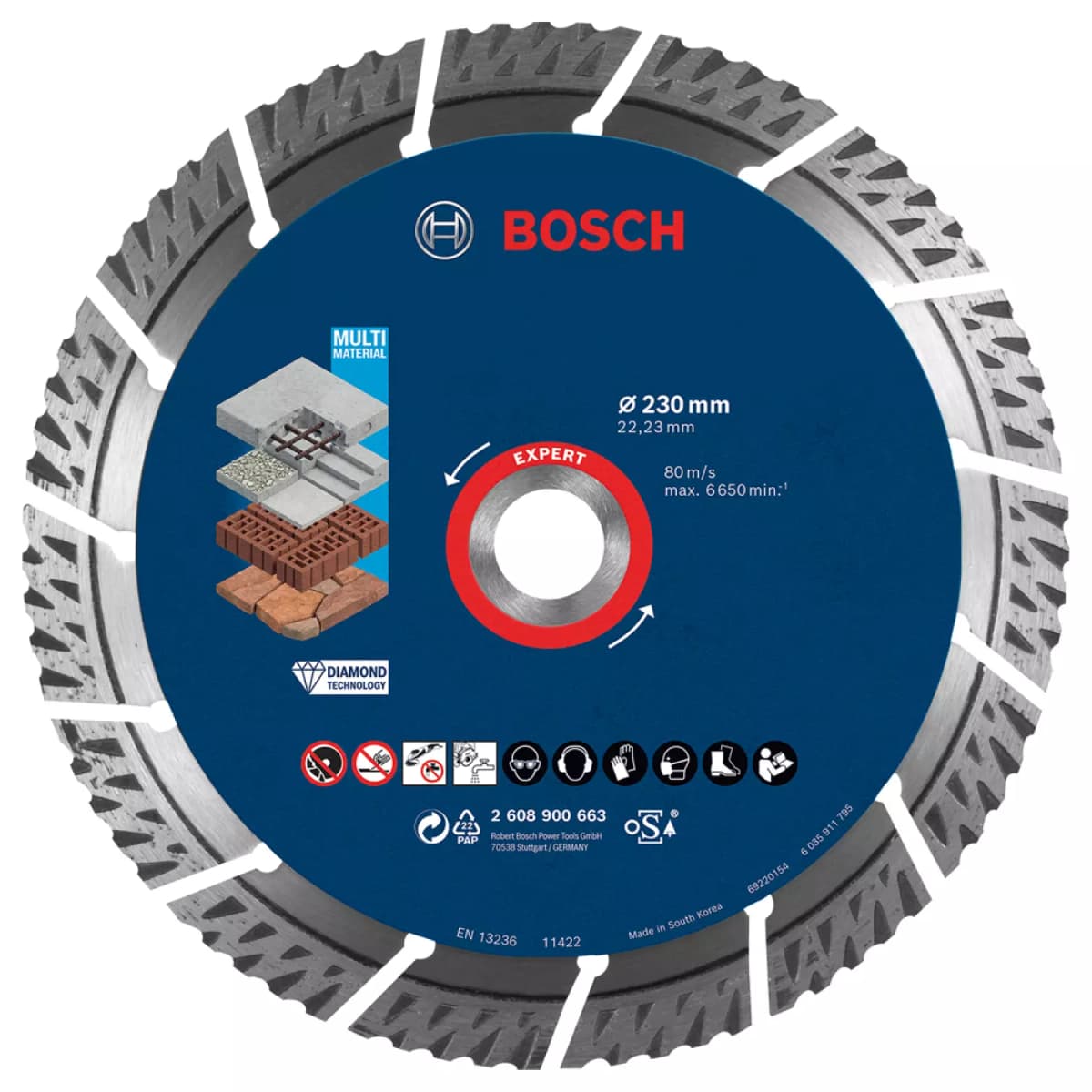 Bosch 2608900663 EXPERT Diamantdoorslijpschijf - Multi Materiaal - 230x22,23x2,4x15mm