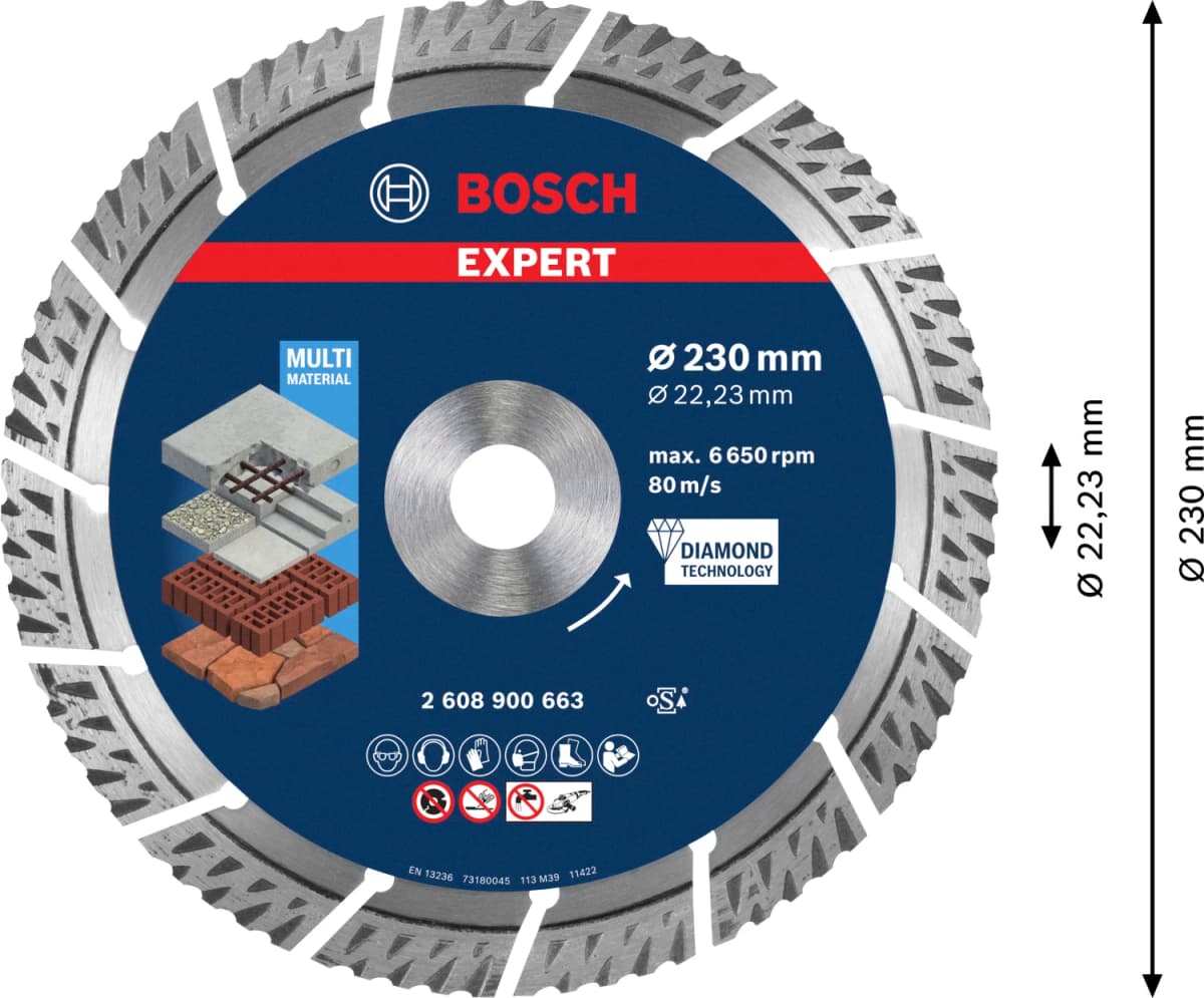Bosch 2608900663 EXPERT Diamantdoorslijpschijf - Multi Materiaal - 230x22,23x2,4x15mm thumbnail 4