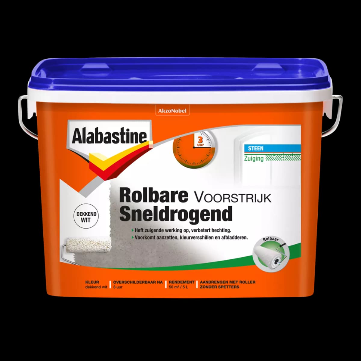 Alabastine Rolbare Voorstrijk Sneldrogend - Wit - 5L