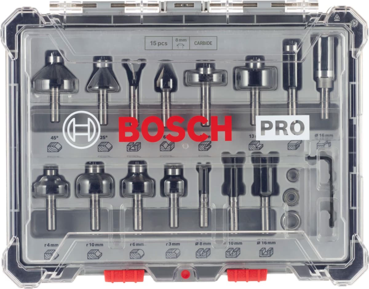 Bosch 2607017472 15-delige Frezenset In Cassette - 8mm