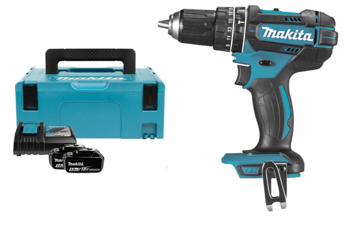 Makita DHP482RTJ 18V Li-Ion Accu Klopboor- /schroefmachine Set (2x 5.0Ah Accu) In Mbox