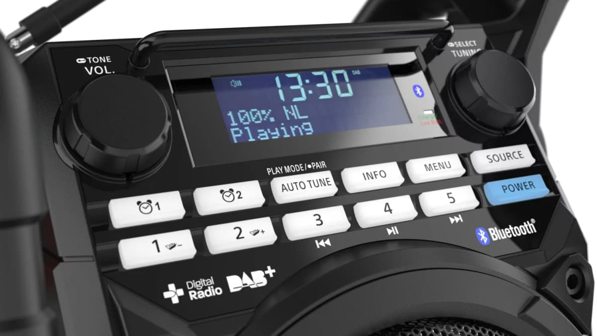 PerfectPro TP3 Bouwradio - FM RDS / DAB+ - AUX-in - Bluetooth - Werkt Op Netstroom En Batterij thumbnail 3