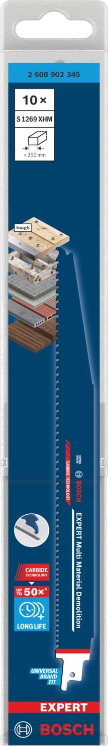 Bosch EXPERT S1269XHM Demolition Reciprozaagblad - 250mm - Multi Materiaal (10st) thumbnail 2