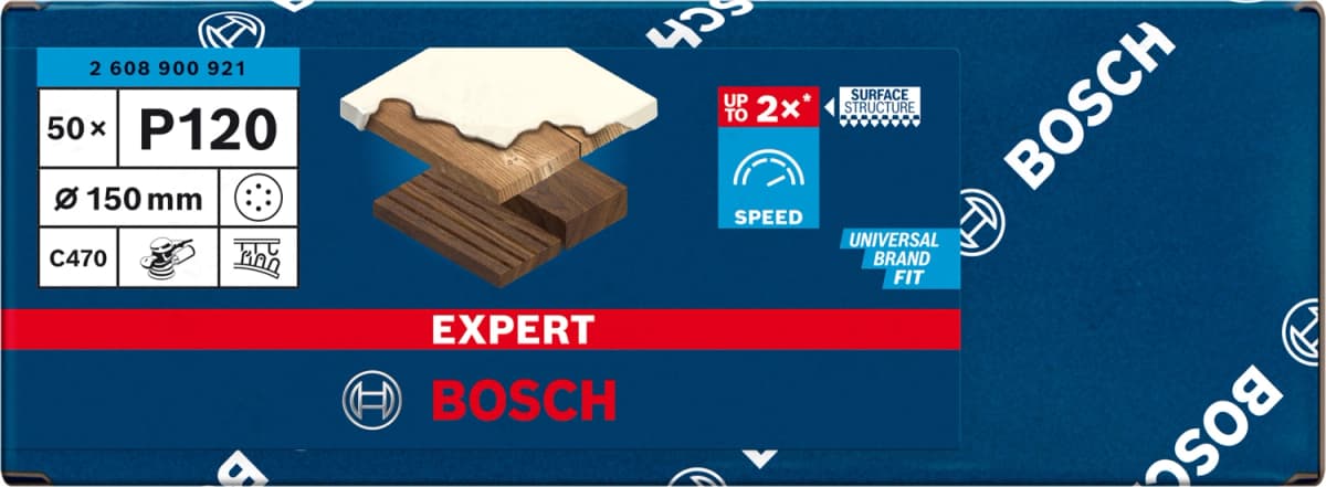 Bosch 2608900921 EXPERT Schuurvel C470 Best For Wood And Paint - 150mm - K120 - 6 Gaten - 50st thumbnail 2