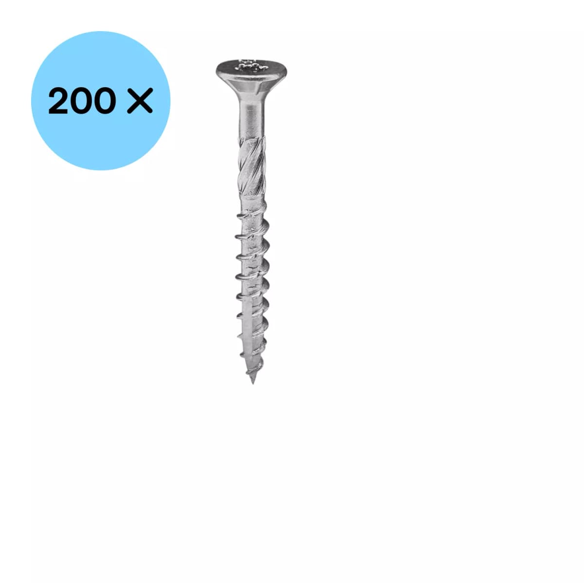 Woodies 61840312 Ultimate Spaanplaatschroef RVS - TX20 - 4.0 X 30mm - Verzonken Kop - Deeldraad - Verzinkt (200st) thumbnail 2