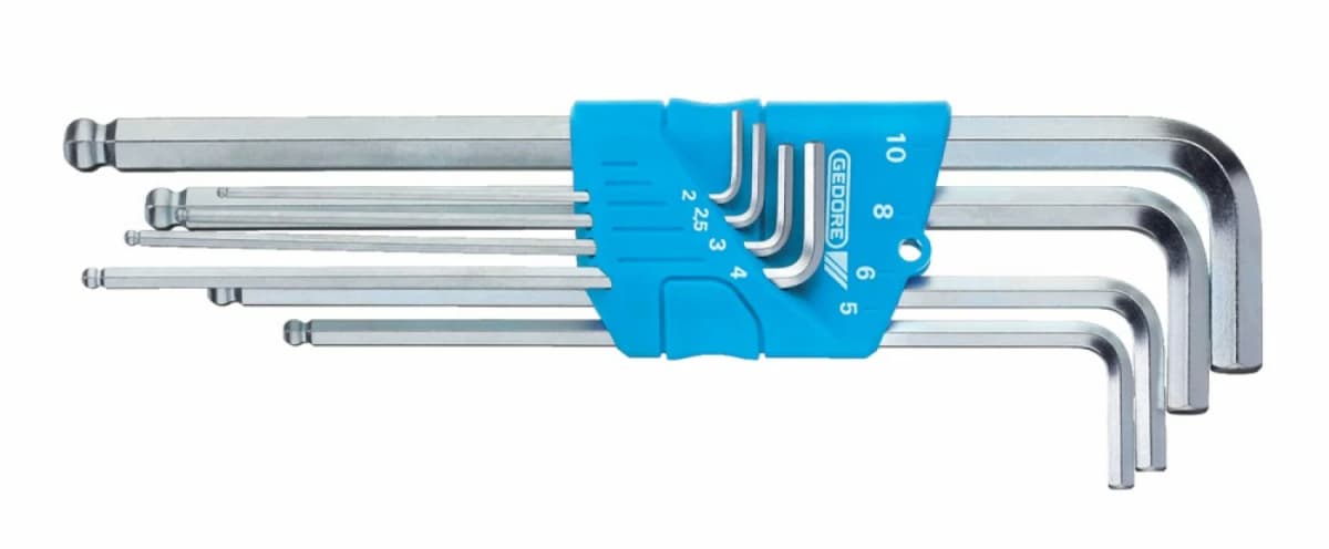 Gedore H 42 KEL-88 8-delige Inbussleutelset Voor Binnenzeskant-schroeven Extra Lang Met Kogelkop - 2-10mm