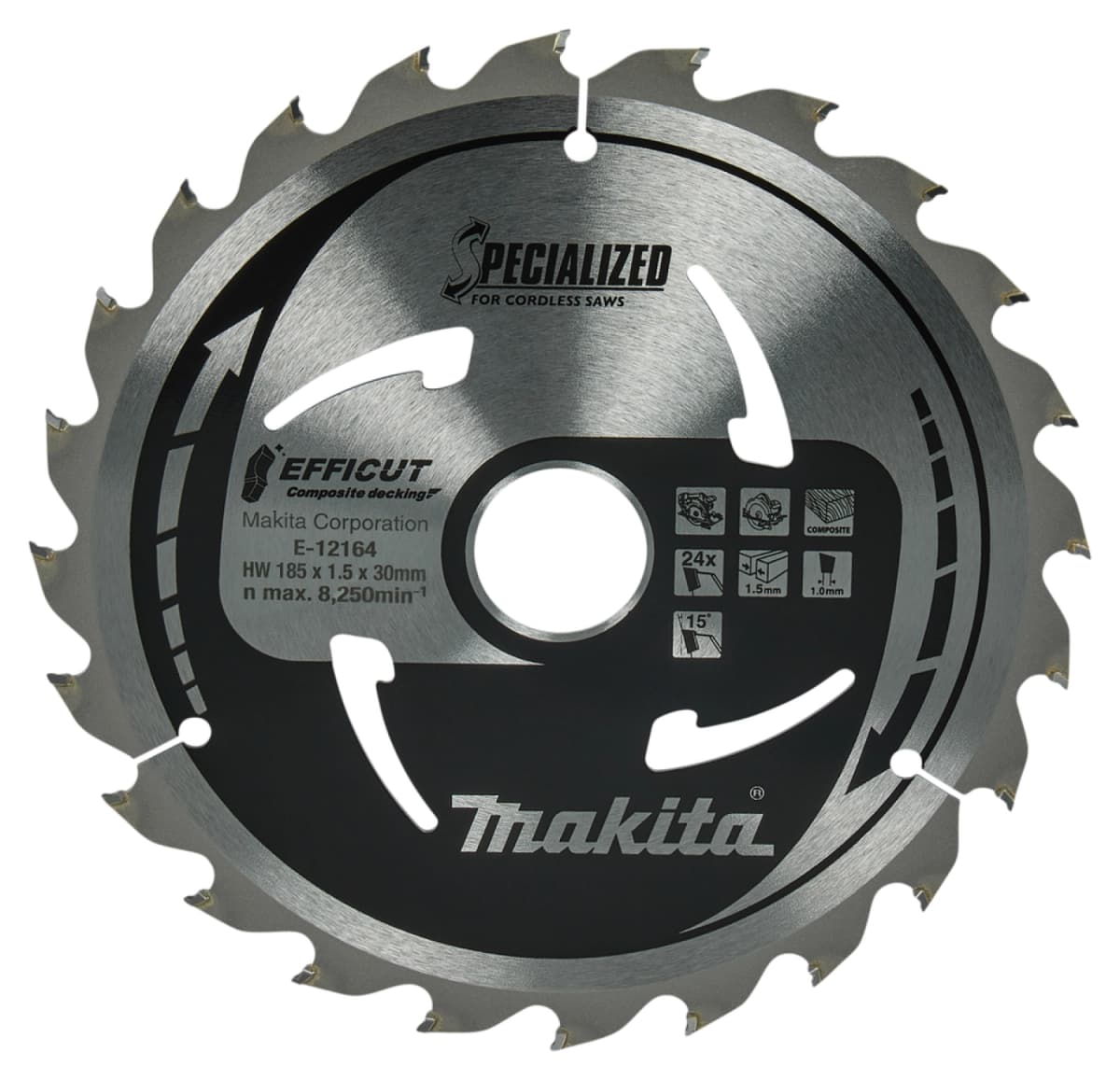 Makita E-12164 Efficut Cirkelzaagblad WPC - 185x30x1,5mm 24T