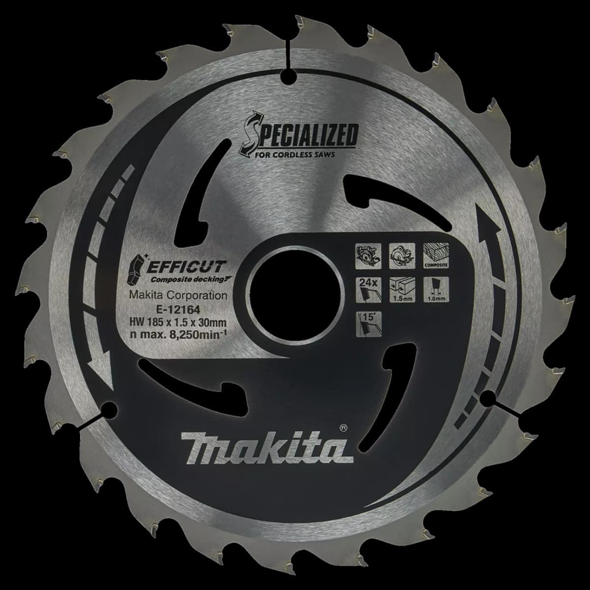 Makita E-12164 Efficut Cirkelzaagblad WPC - 185x30x1,5mm 24T thumbnail 4