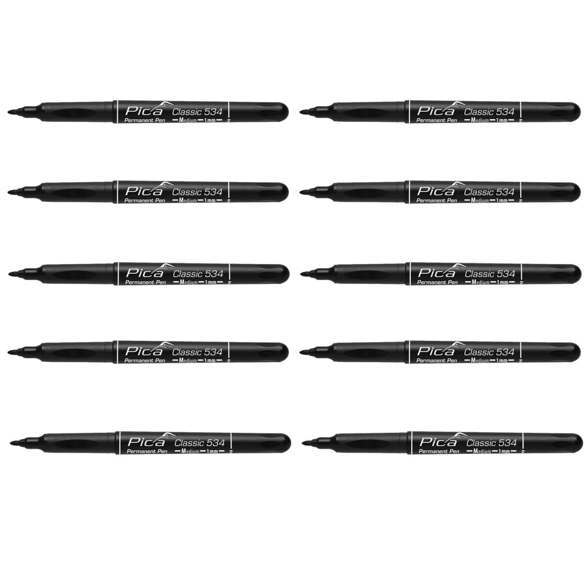 Pica 534/46 Classic Permanent Pen - Rond - Zwart - 1mm (10st)