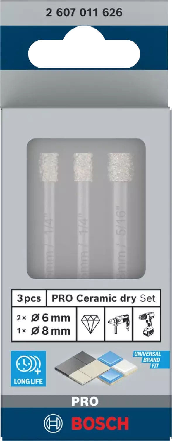 Bosch 2607011626 Pro 3-delige Ceramic Boorset - 6 Mm - 8 Mm thumbnail 2