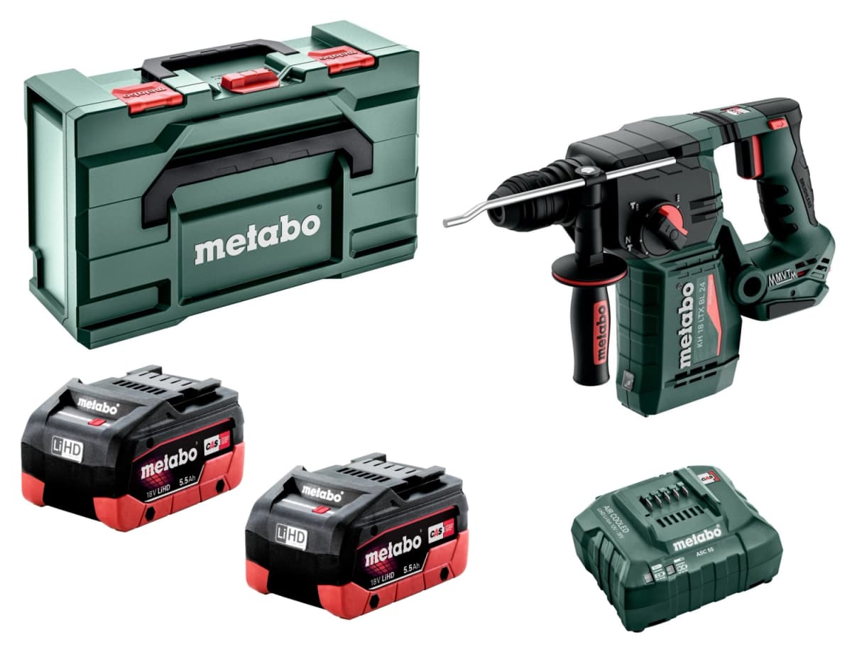 Metabo KH 18 LTX BL 24 18V Li-ion Accu Combihamer Set (2x 5.5Ah LiHD Accu) In MetaBOX
