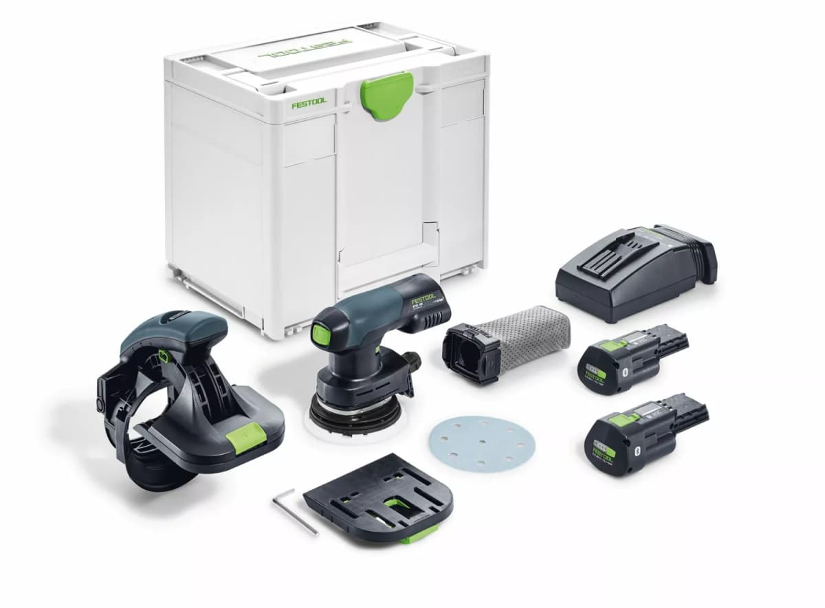 Festool ES-ETSC 125 3,0 I-Plus 18V Li-Ion Accu Kantenschuurmachine Set (2x 3,0Ah) In Systainer - 125mm