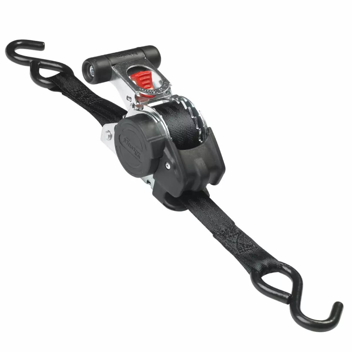 Master Lock 3248EURDAT Intrekbare Spanband Met Ratel En S-haken - 3 M X 25mm - Zwart