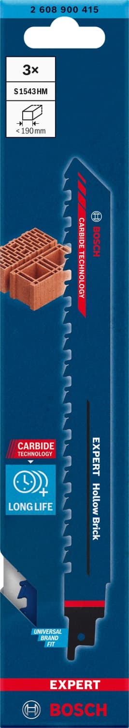 Bosch 2608900415 EXPERT Reciprozaagblad S1543HM - Hollow Brick (3st) thumbnail 2