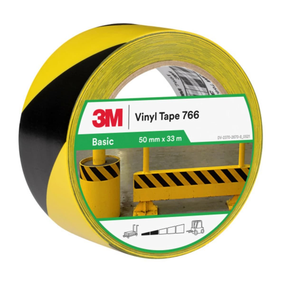 3M 766 Waarschuwingsmarkeringtape Geel/Zwart - 50mm X 33m