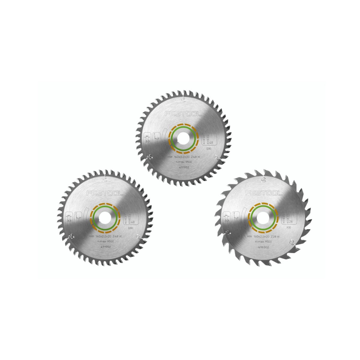 Festool 578565 KSB-SORT/3 W 160x2,2x20 Zaagbladenset - Hout