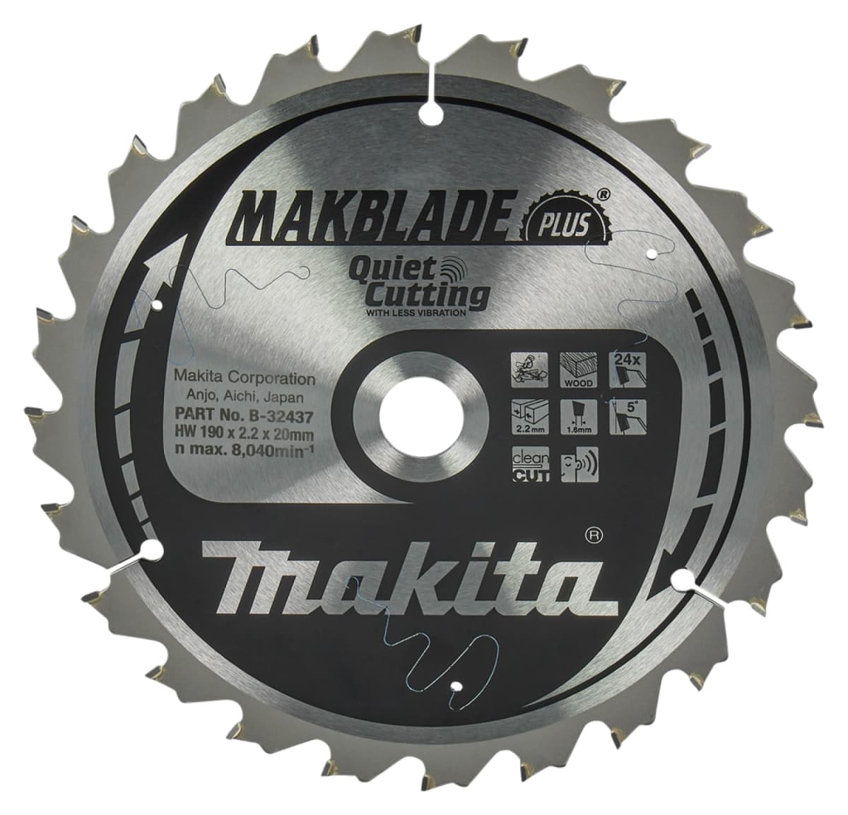 Makita B-32437 Afkortzaagblad - 190x20x2,2mm 24T - Hout