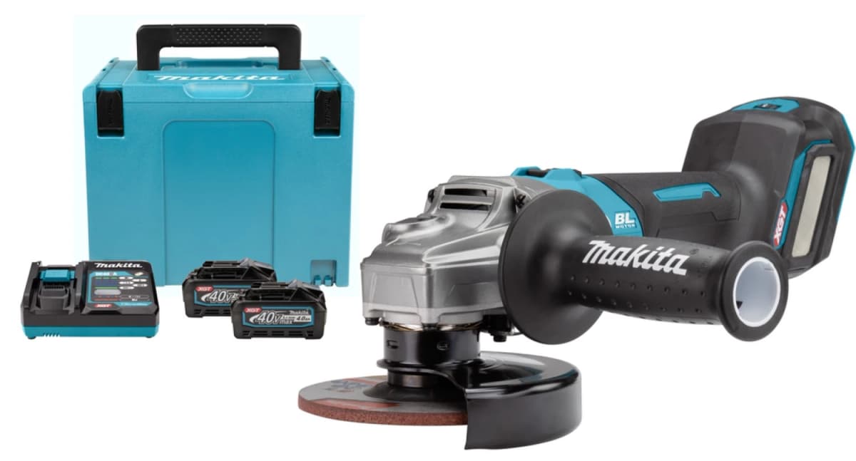 Makita GA023GM201 XGT 40V Max Li-Ion Accu Haakse Slijper Set (2x 4,0Ah) In Mbox - 125mm - Koolborstelloos