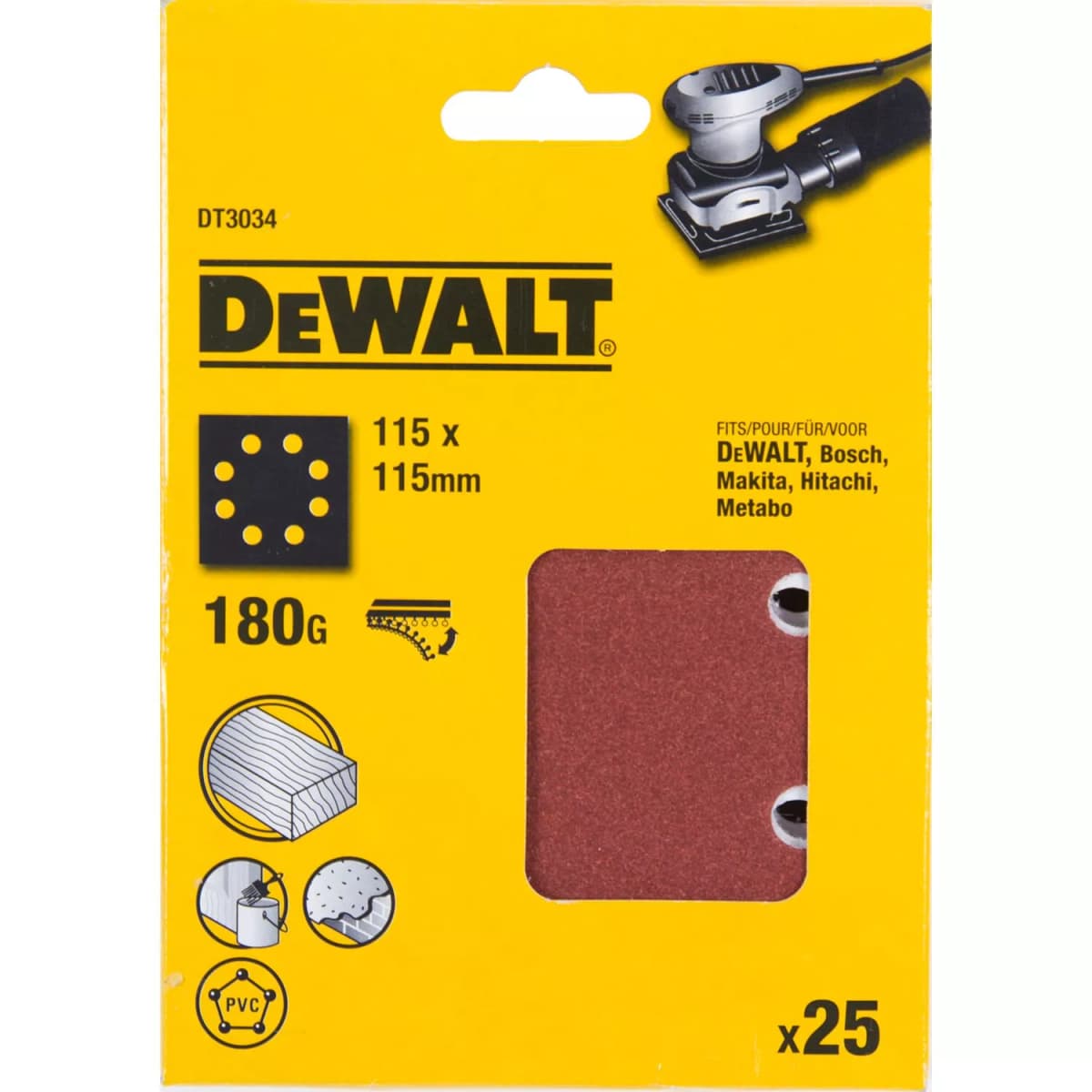 DeWALT DT3034 Vlak Schuurvel - K180 - 115 X 115mm (25st) thumbnail 2
