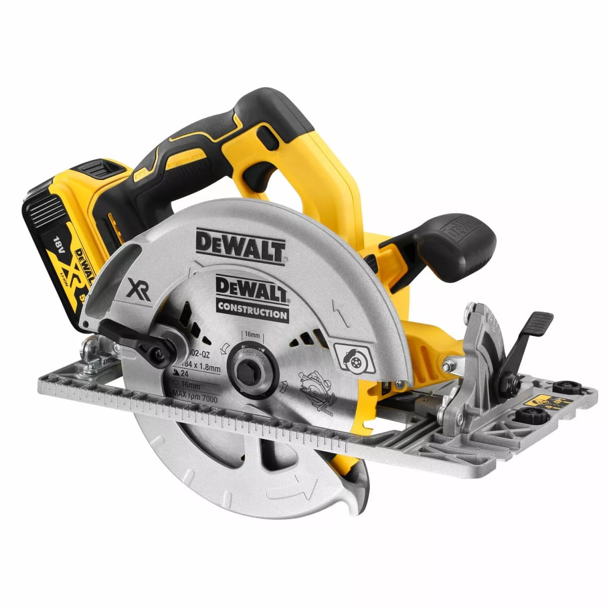 DeWALT DCS572P2-QW 18V Li-ion XR Accu Cirkelzaag Set (2x 5.0Ah) In TSTAK - 184mm thumbnail 2
