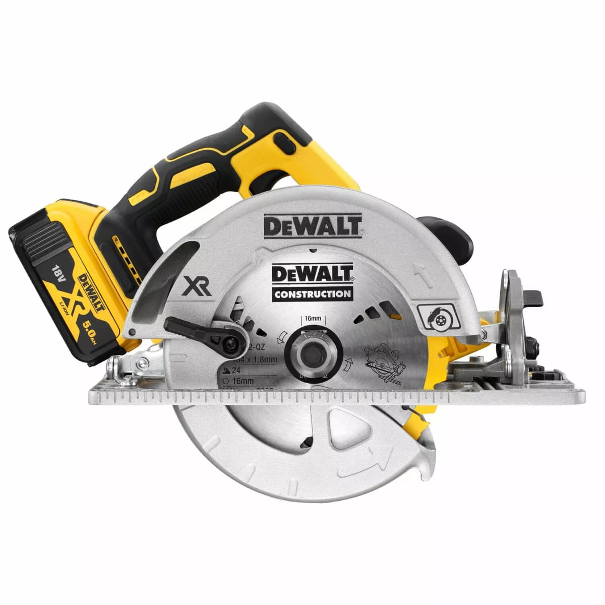 DeWALT DCS572P2-QW 18V Li-ion XR Accu Cirkelzaag Set (2x 5.0Ah) In TSTAK - 184mm thumbnail 3