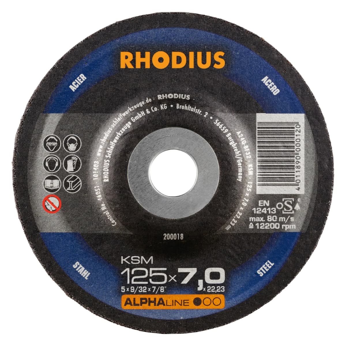 Rhodius 200018 KSM ALPHALINE L Afbraamschijf 125 X 22,23 X 7mm (25 St)