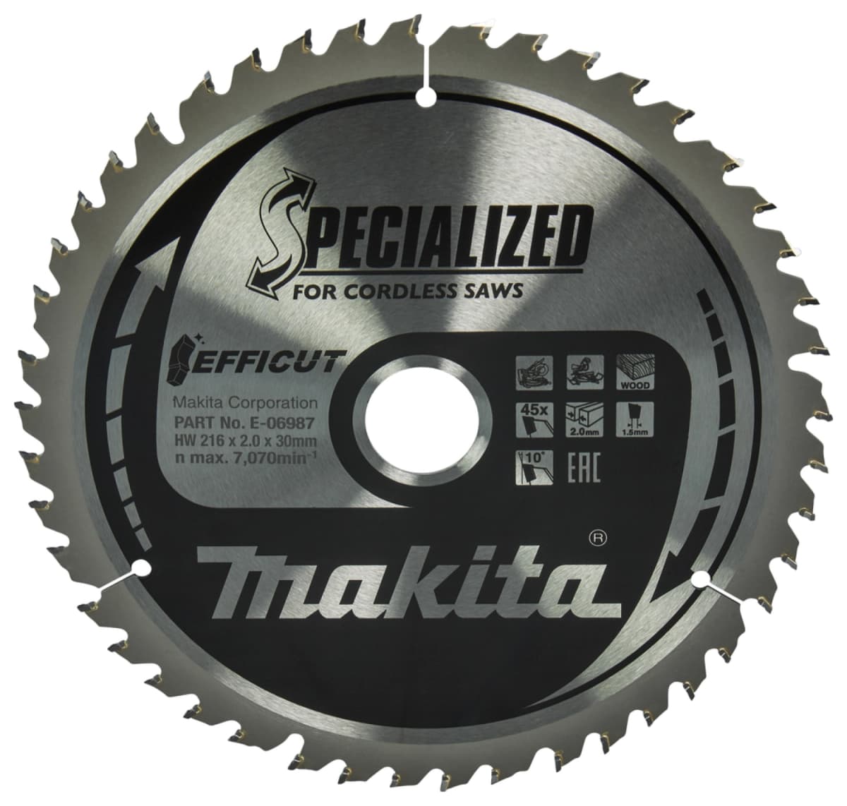 Makita E-06987 Efficut Cirkelzaagblad Hout - 216x30x2,0mm 45T