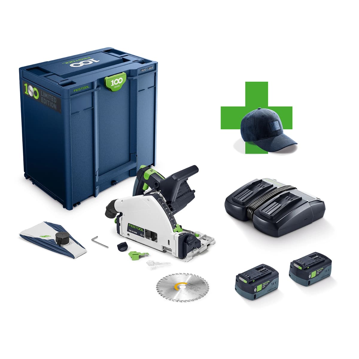 Festool TSC 55 KEBI-Plus/XL 100Y Limited Edition 18V Li-Ion Accu Invalzaag Set (2x 5,0Ah) In Systainer - 160mm