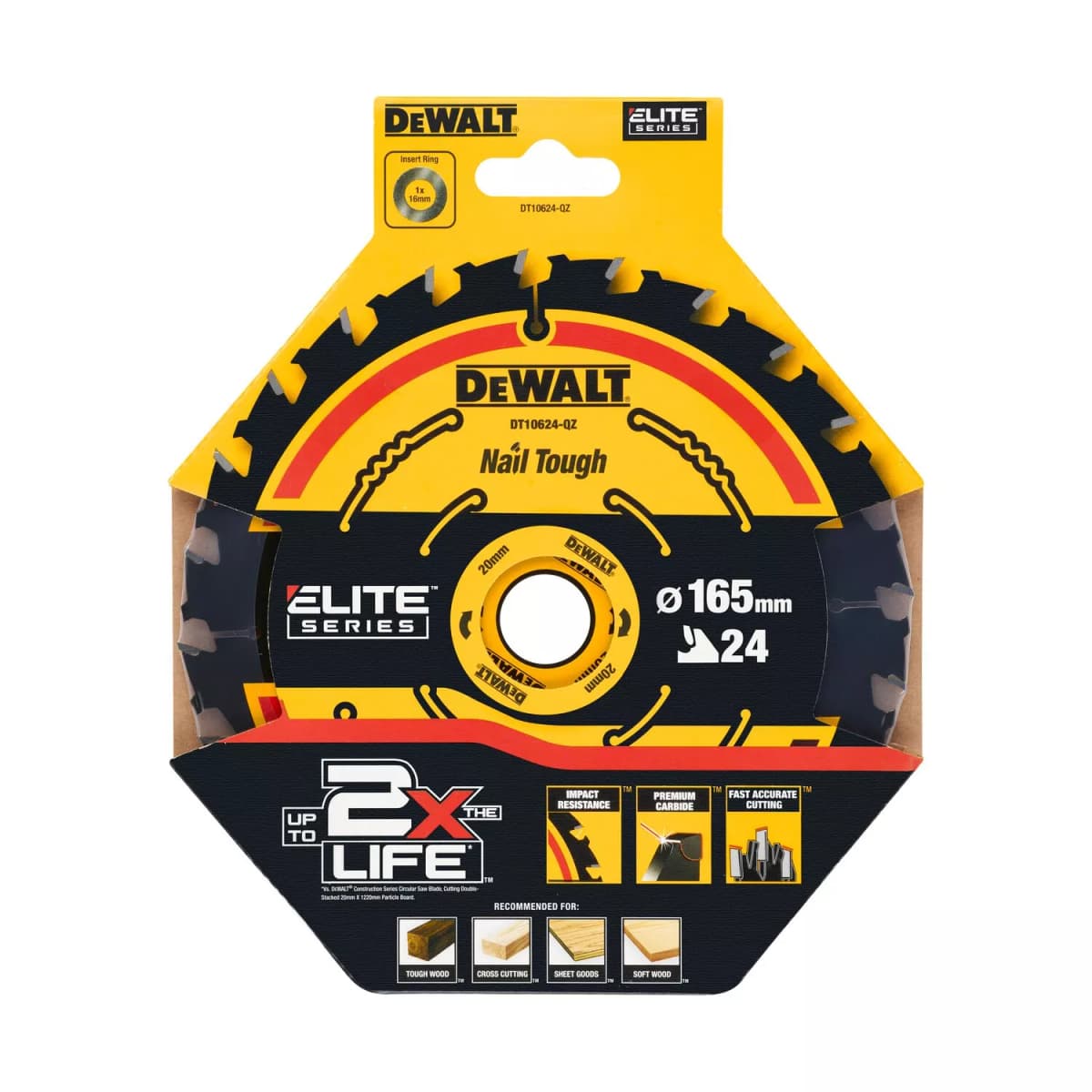DeWALT DT10624 Extreme Cirkelzaagblad - 165 X 20 X 24T - Hout thumbnail 2