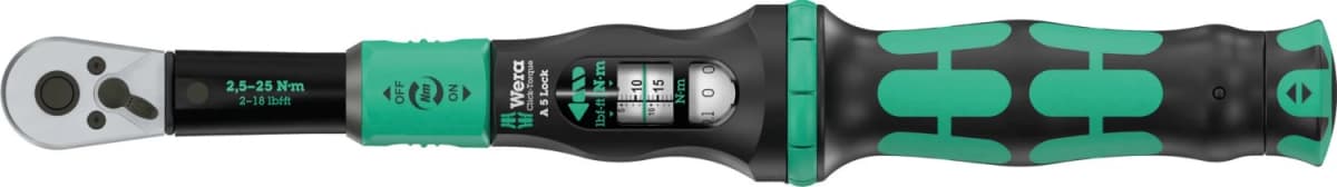 Wera 05075690001 Click-Torque Lock A 5 Draaimomentsleutel Met Omschakelbare Ratel - 2,5-25 Nm - 1/4"