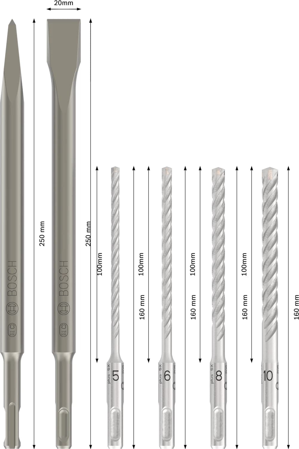 Bosch 2607017585 PRO 6-delige SDS Plus-4C Beitel- En Borenset thumbnail 3