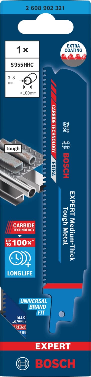 Bosch EXPERT S955HHC Medium-Thick Tough Reciprozaagblad - 100mm - Metaal thumbnail 2
