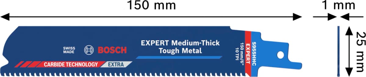 Bosch EXPERT S955HHC Medium-Thick Tough Reciprozaagblad - 100mm - Metaal thumbnail 4