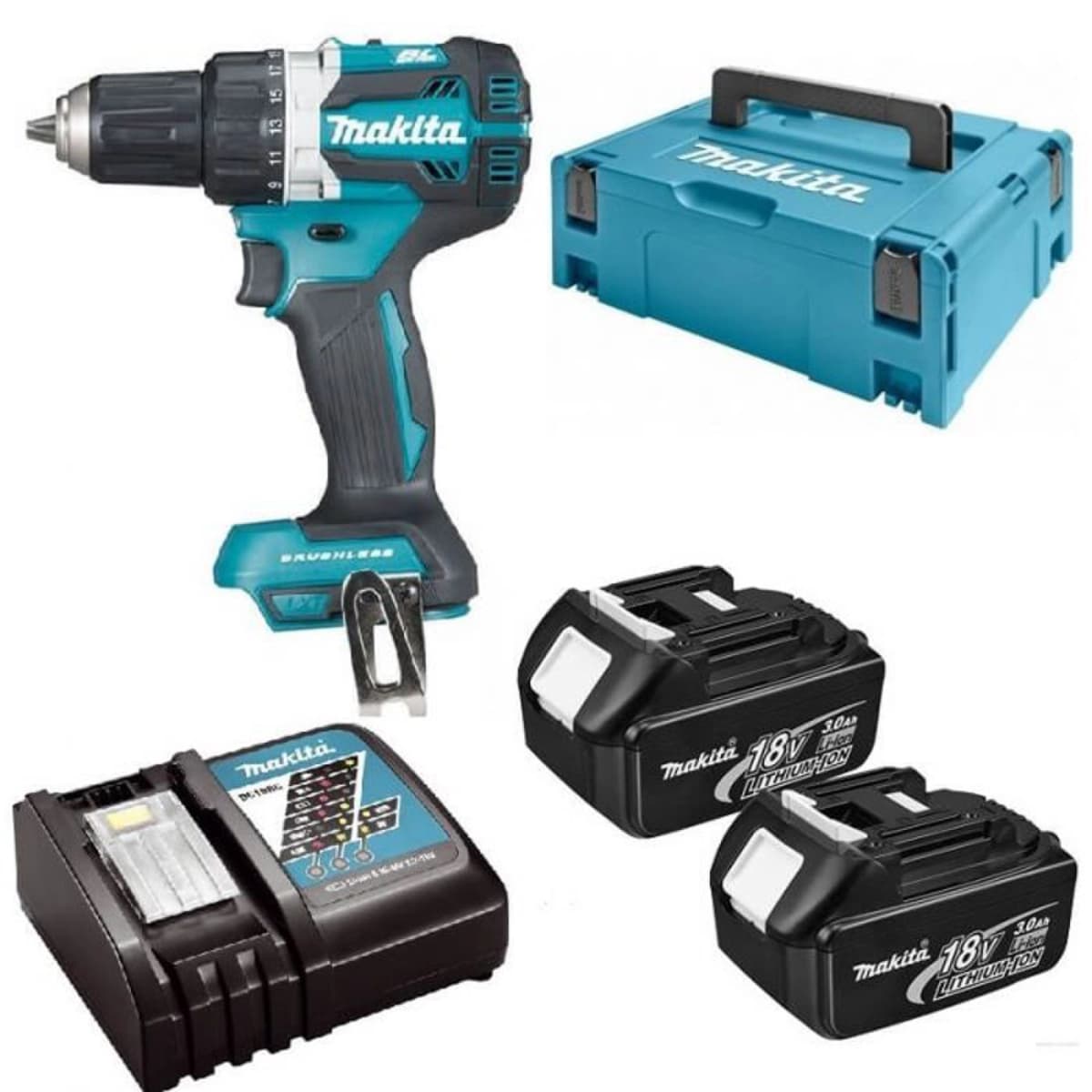 Makita DDF484RFJ 18V Li-Ion Accu Boor-/schroefmachine Set (2x 3,0Ah Accu) In Mbox
