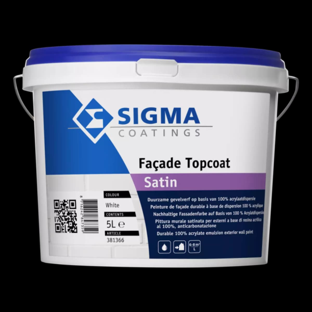 Sigma Facade Topcoat Satin Wit 5 L
