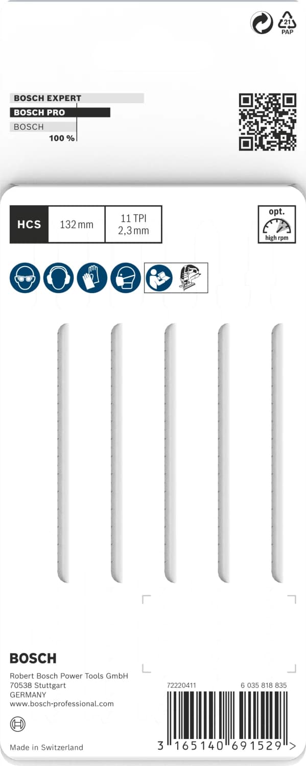 Bosch PRO T302H Plastics PVC Clean Decoupeerzaagblad - 132 Mm - Kunststof (5st) thumbnail 3